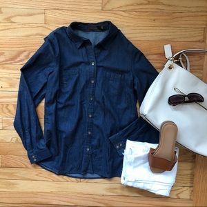 The Limited Dark Denim button down blouse